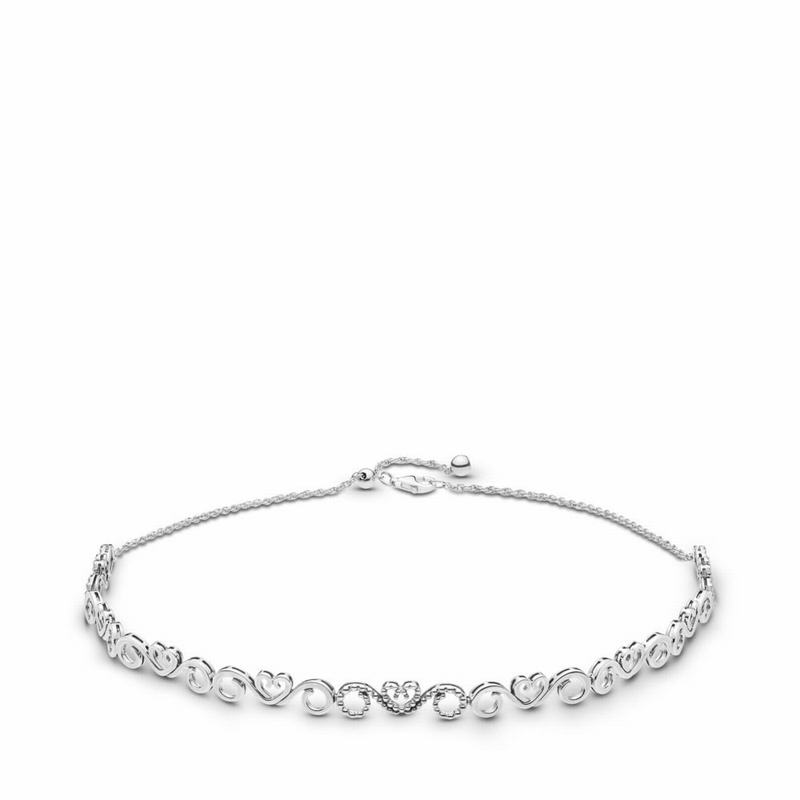 Pandora Heart Swirls Choker Necklace NZ Sale, Sterling Silver (729465-BUR)